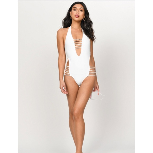 White Fine Line Strappy Monokini - Picture 4 of 5